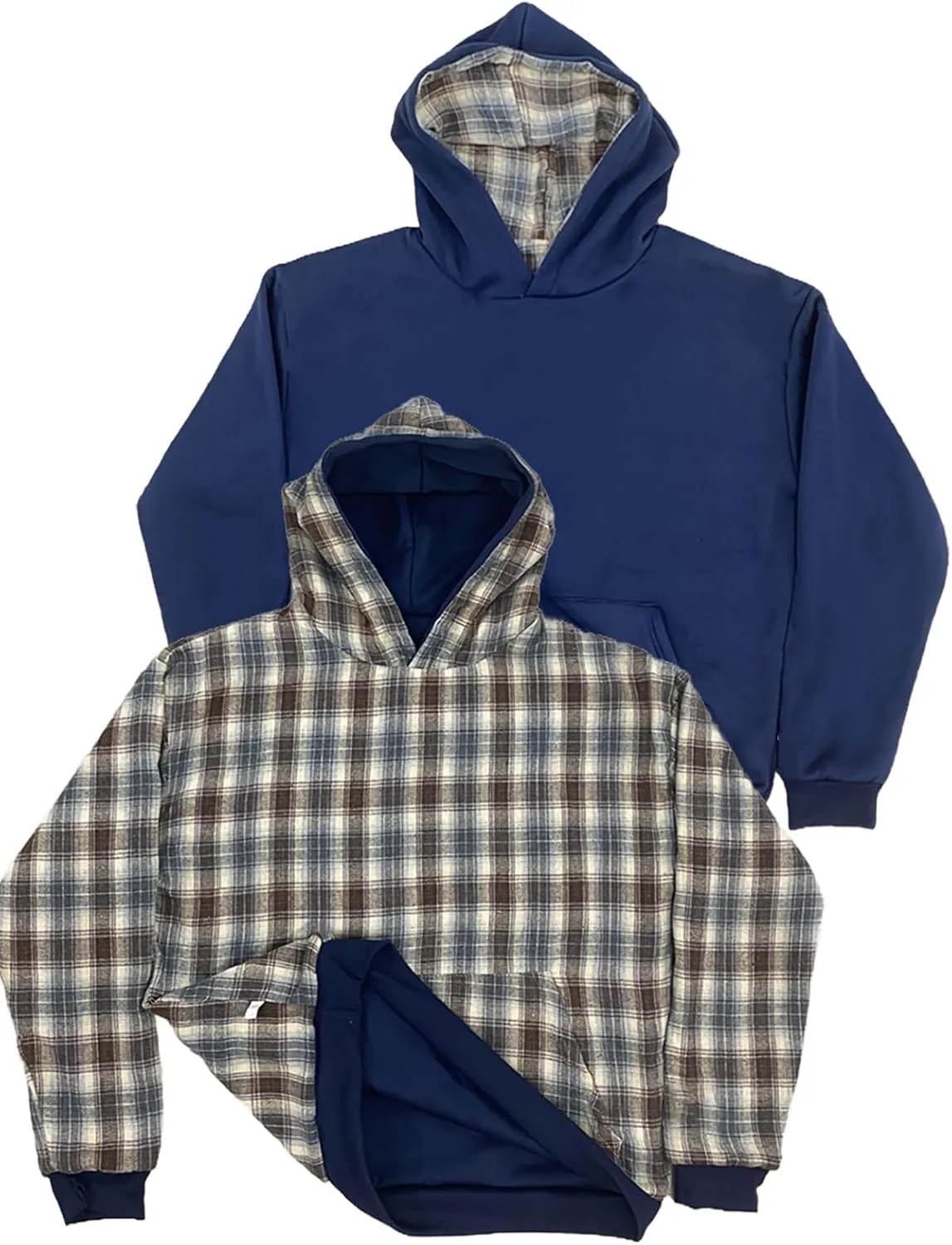 

Мужской худи в стиле стритвир Vintage Plaid Oversized Reversible Y2K Dyneais