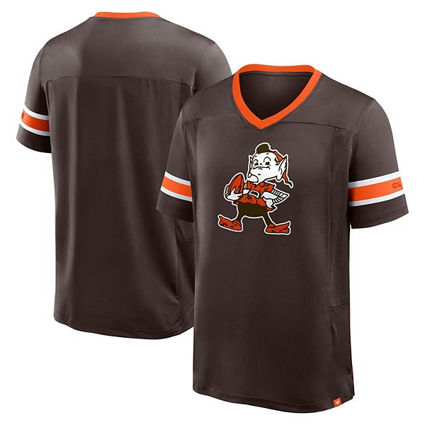 

Мужская коричневая футболка Cleveland Browns Hometown Premium Hashmark V-neck Fanatics