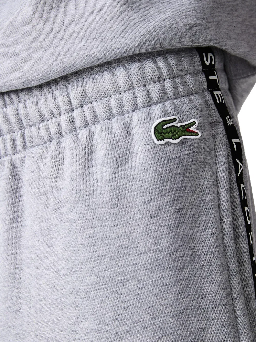 Фирменные полосатые флисовые спортивные брюки с цветовыми блоками Lacoste, серый — фото 2