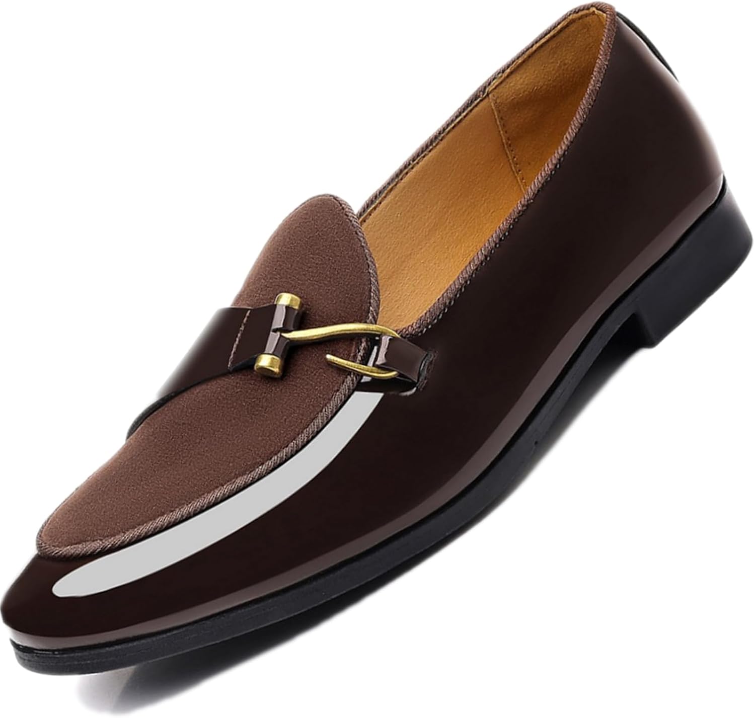 

Мужские туфли с отделкой из лакированной кожи и замши ADKGBE, мокасины без шнуровки, модные с металлической пряжкой, легкие, с нескользящей подошвой, дерби, удобные для бизнеса, свадеб, вечеринок и вождения, коричневый