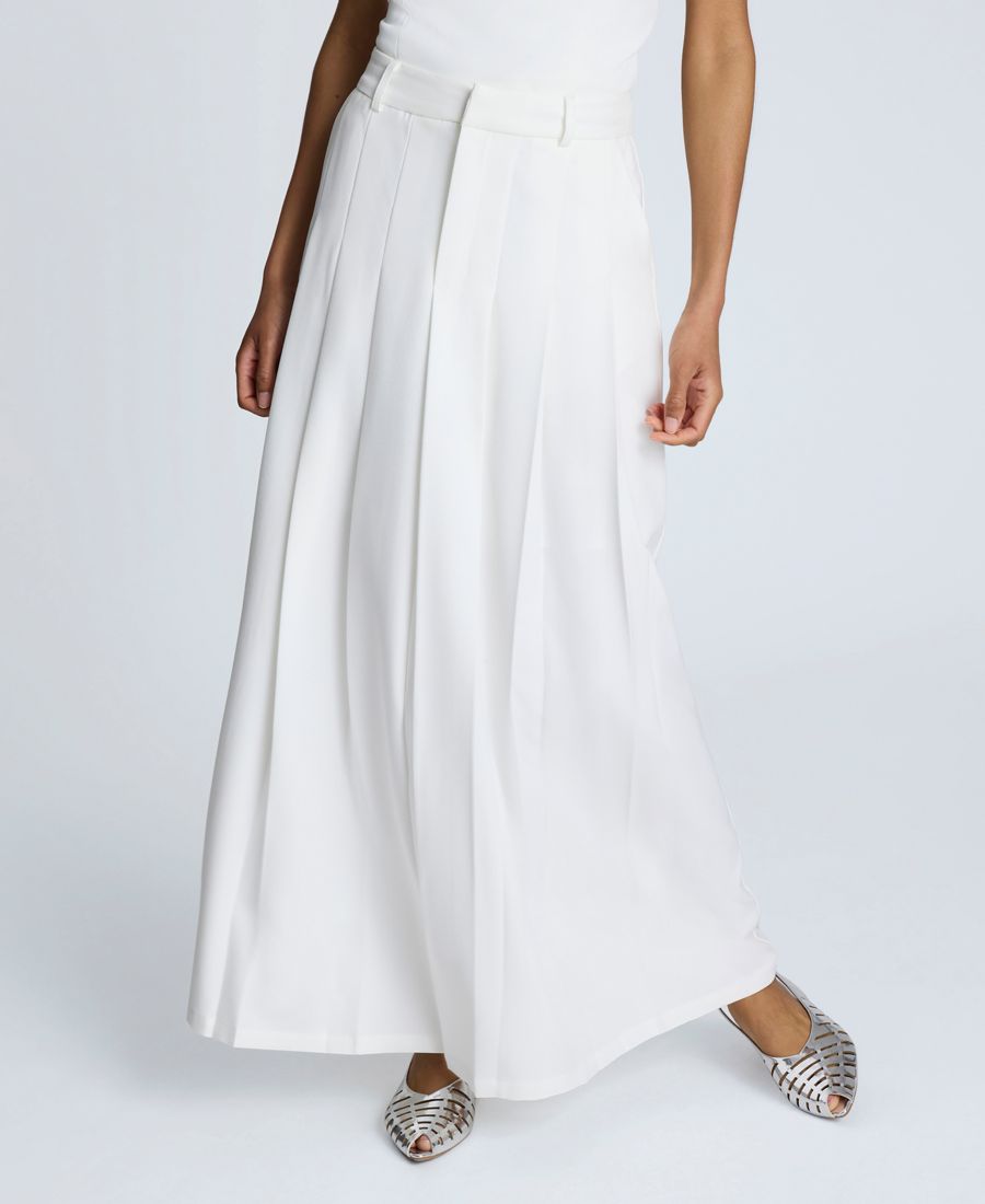 

Женская плиссированная макси-юбка с застежкой-молнией спереди Kenneth Cole, Pure White