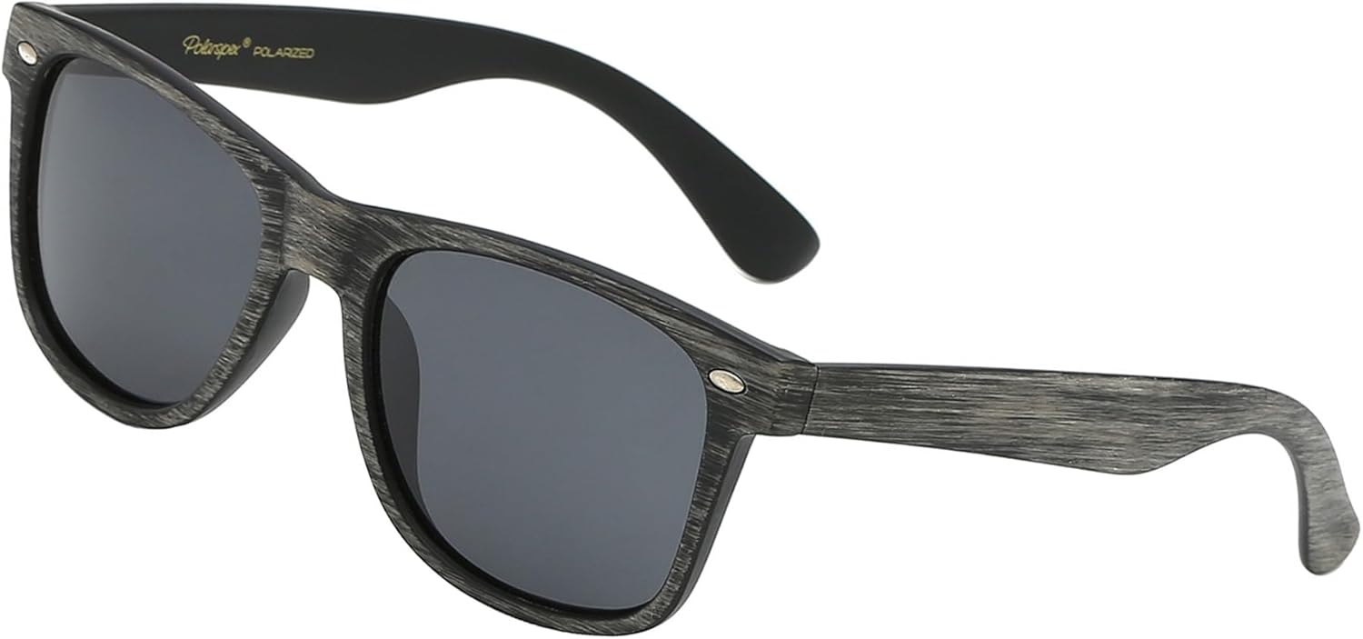 

Поляризованные солнцезащитные очки PolarSpex для мужчин и женщин – защита от УФ-излучения, прочные и легкие, в стиле ретро, ​​идеально подходят для вождения и рыбалки, Wood Grain Brown | Smoke