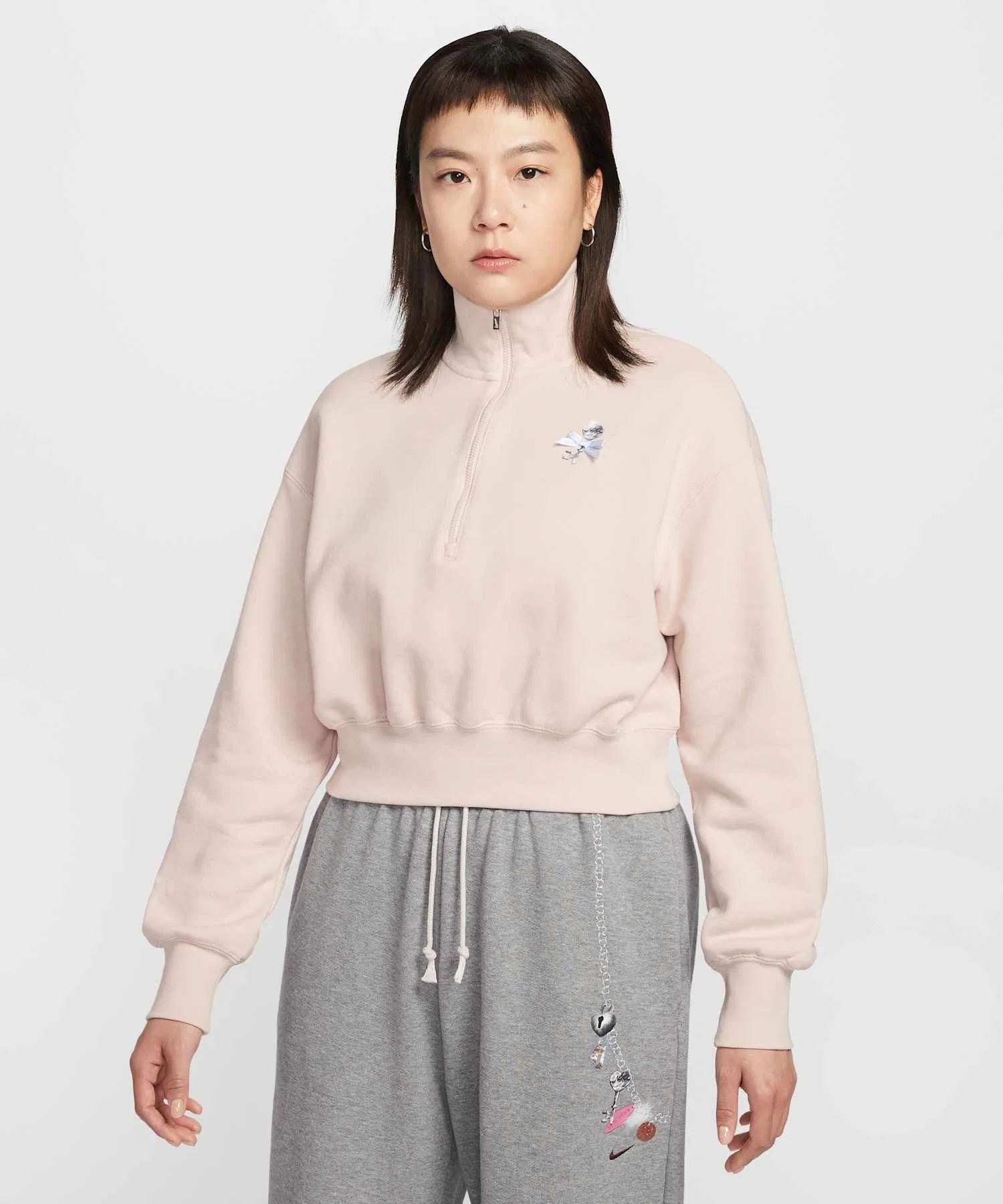Женская укороченная толстовка Nike Sportswear Oversized Quarter-Zip IQ3940-667, цвет Silt Red.