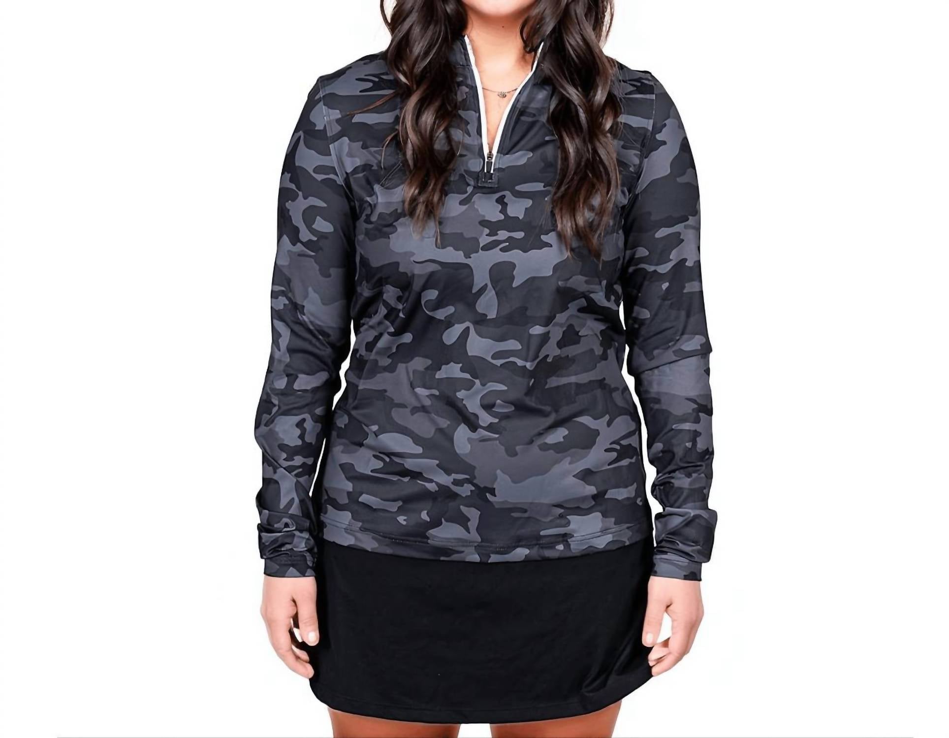 

Женский камуфляжный свитер Q-Zip черного цвета 2Putt