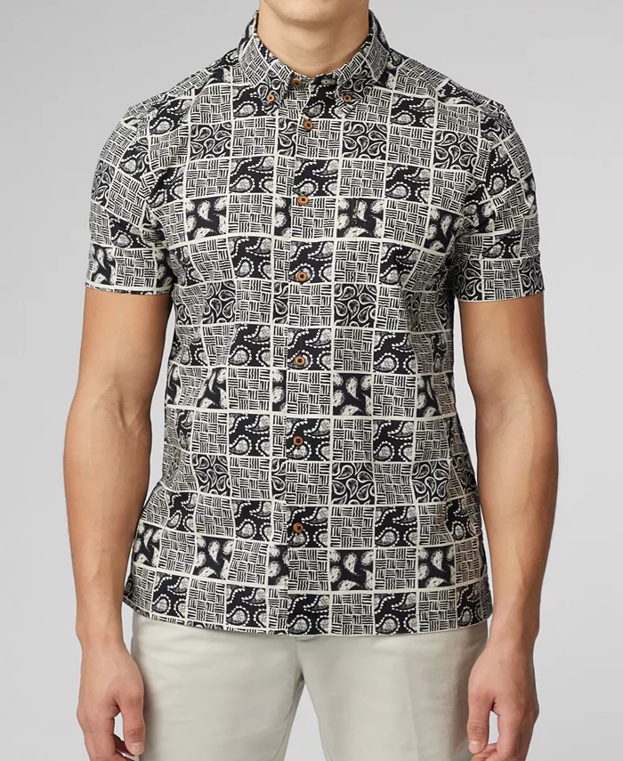 

Мужская рубашка с коротким рукавом в клетку и принтом пейсли Ben Sherman, мультиколор
