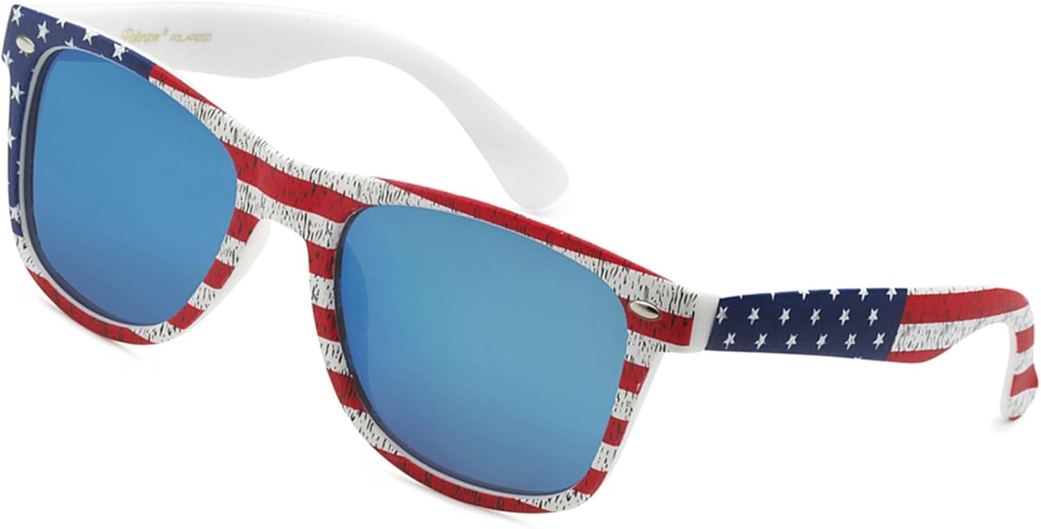 

Поляризованные солнцезащитные очки PolarSpex для мужчин и женщин – защита от УФ-излучения, прочные и легкие, в стиле ретро, ​​идеально подходят для вождения и рыбалки, American Flag | Ice Blue