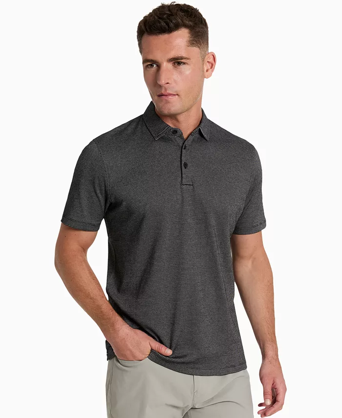 

Мужская поло с текстурной вязкой и двухцветным дизайном Slim-Fit Kenneth Cole, черный