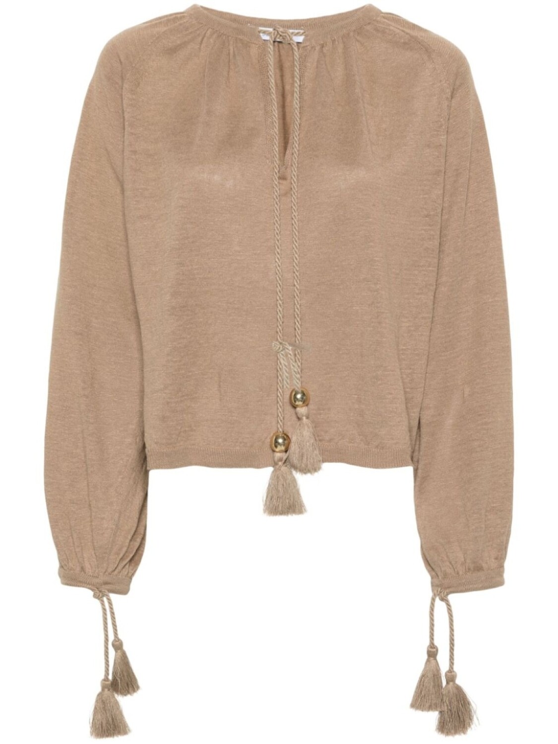 

Льняная блузка Quirite с кисточками Max Mara, бежевый