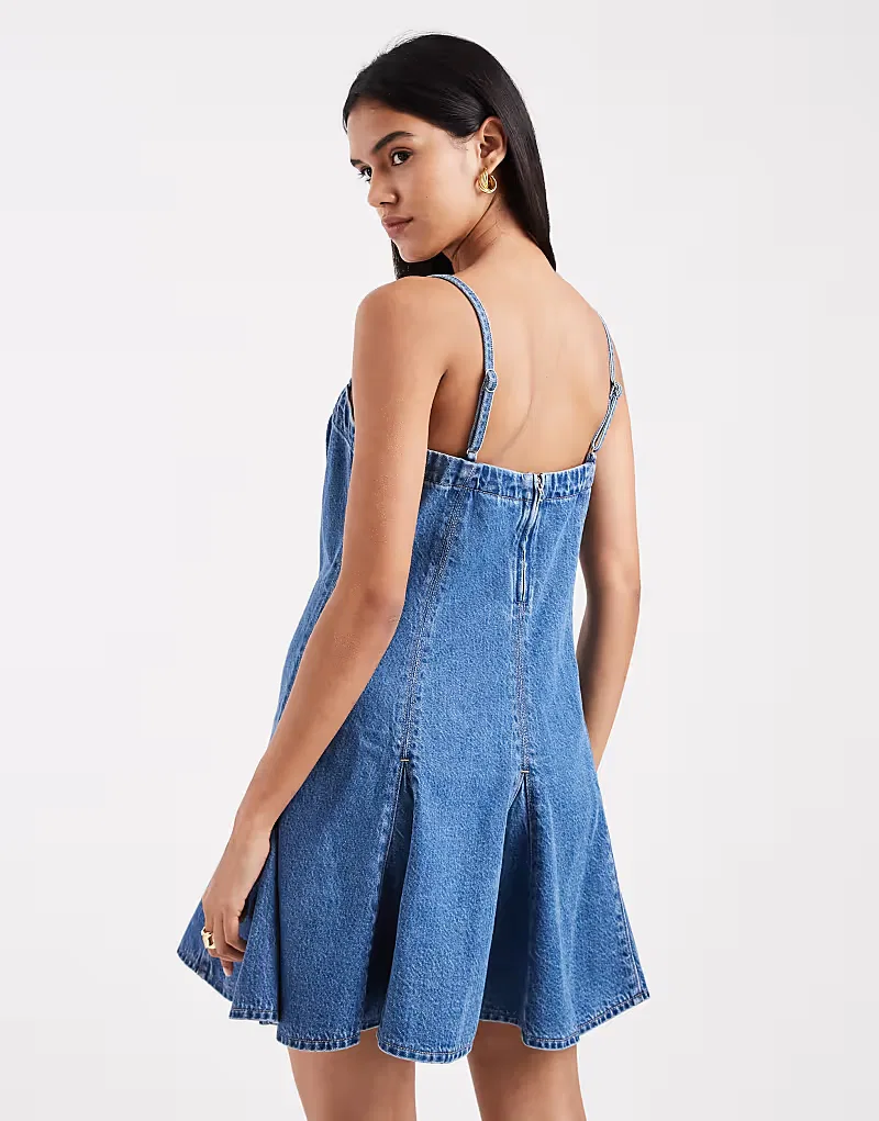 Плиссированное мини-платье из джинсовой ткани Levis Levi's, синий — фото 2