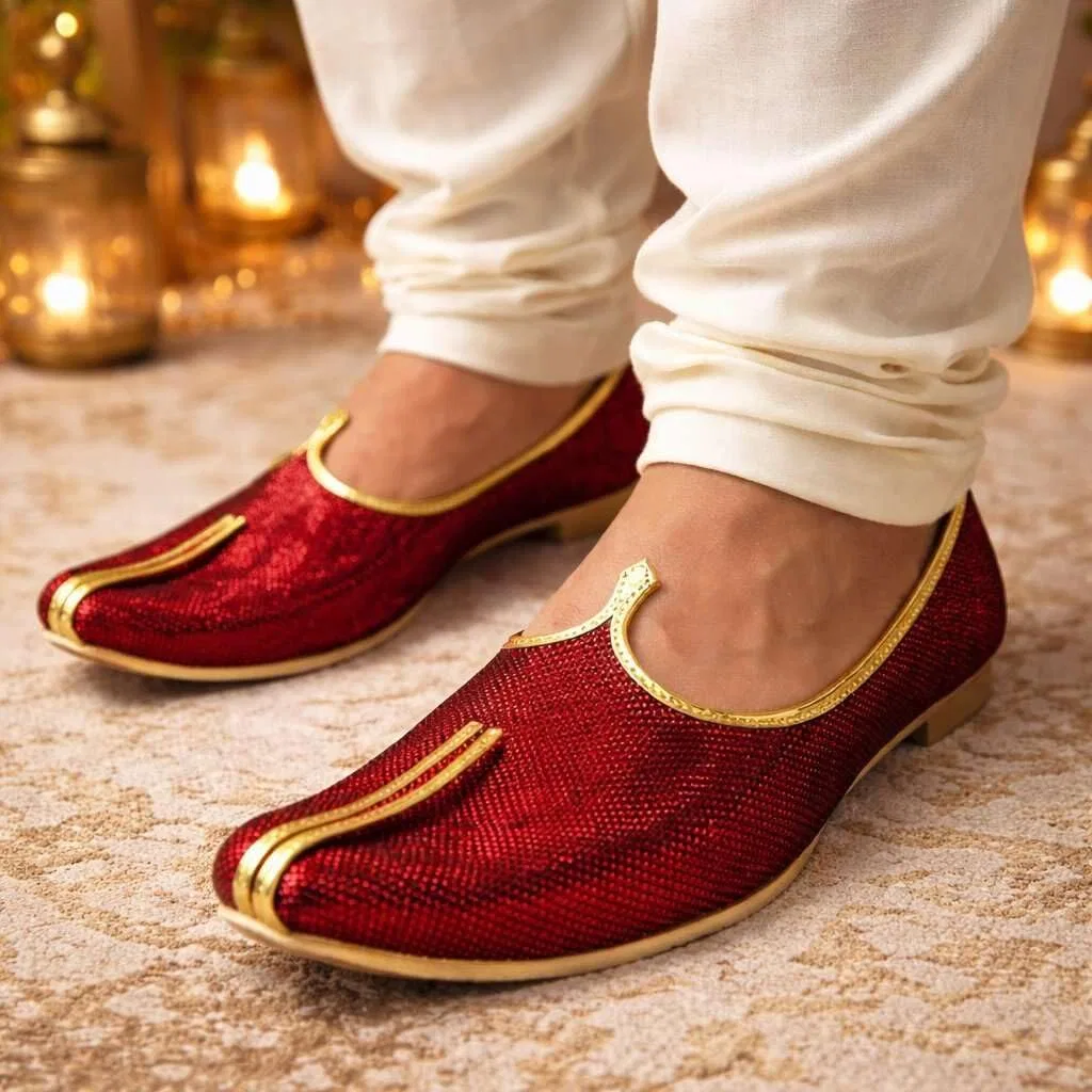 Лоферы мужские, блестящие, традиционные, ручной работы, Mehroon Step n Style — фото 2