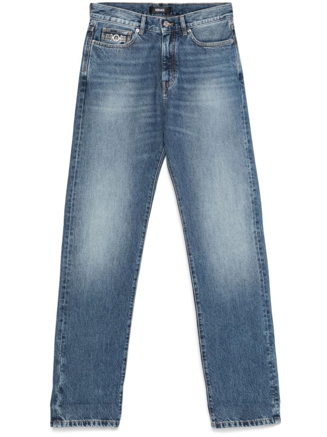 

Versace джинсы с декором Barocco, синий