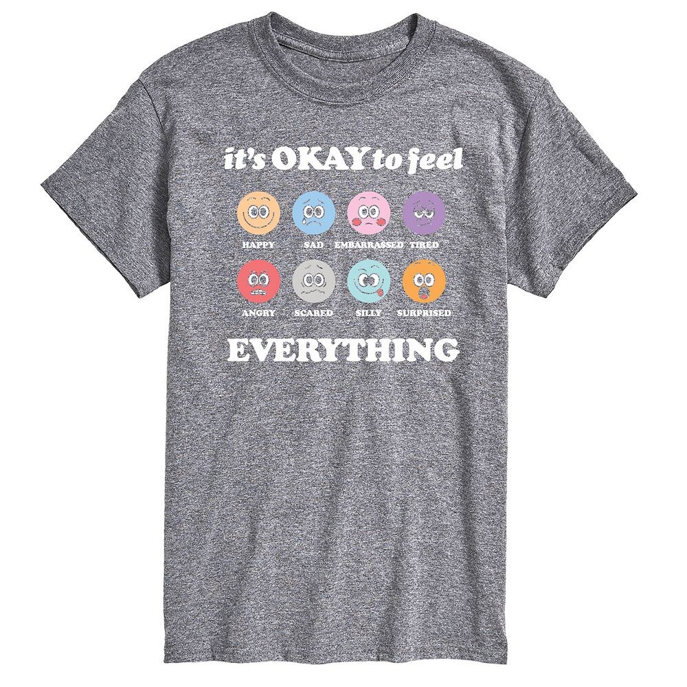 

Мужская футболка с рисунком It's OK's Feel Everything Licensed Character, цвет Heather Gray