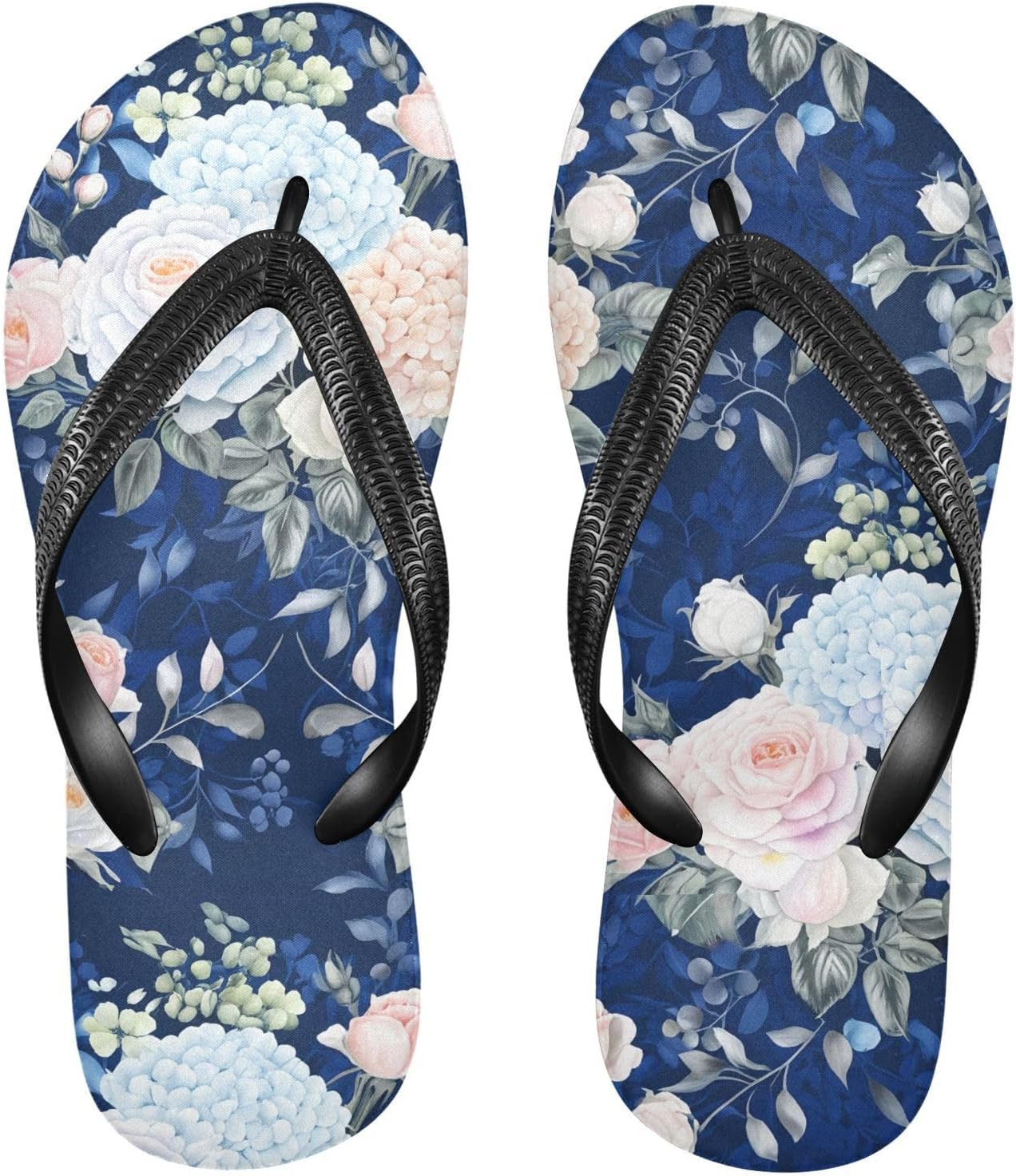 

Розовые синие шлепанцы-гидрангеи, пляжные вьетнамки для душа, резиновые нескользящие летние шлепанцы для мужчин и женщин Sinestour