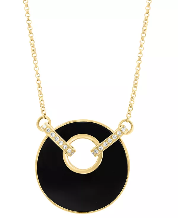 

Ожерелье с подвеской Effy из желтого золота 14 карат с ониксом (19 мм) и бриллиантом (1/20 карата), длина 16 дюймов + удлинитель 2 дюйма Effy Collection, onyx