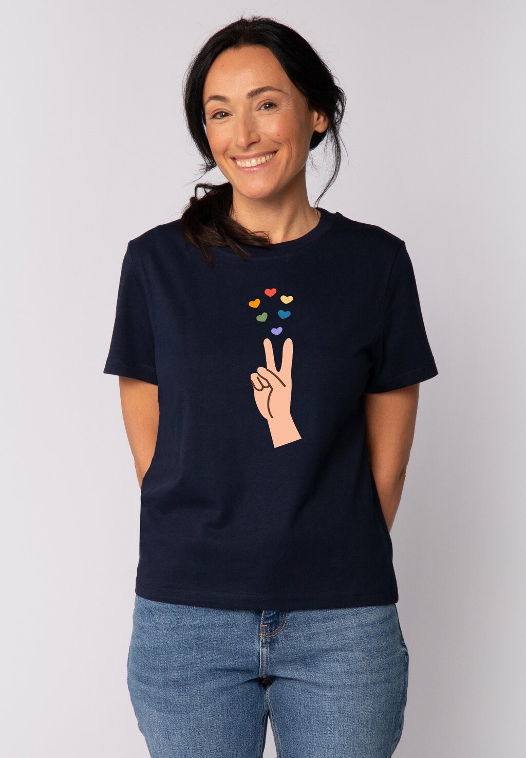 

Футболка с принтом SPREAD LOVE watapparel, темно-синий