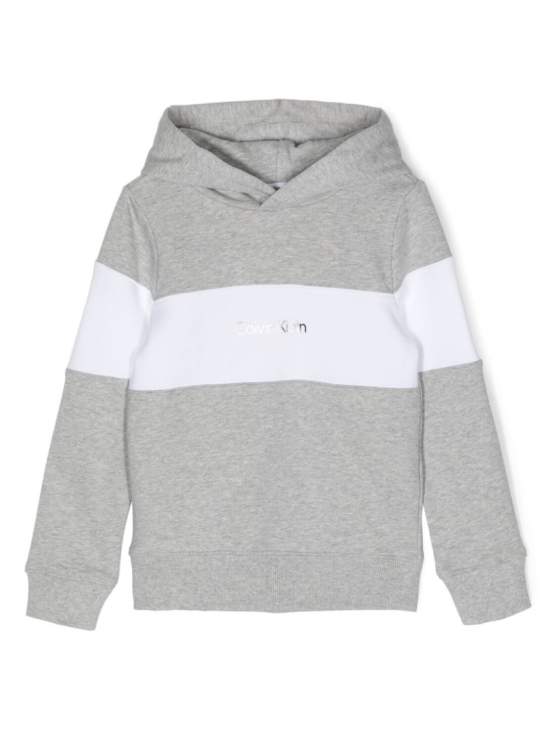 

Худи в стиле колор-блок с логотипом Calvin Klein Kids, серый