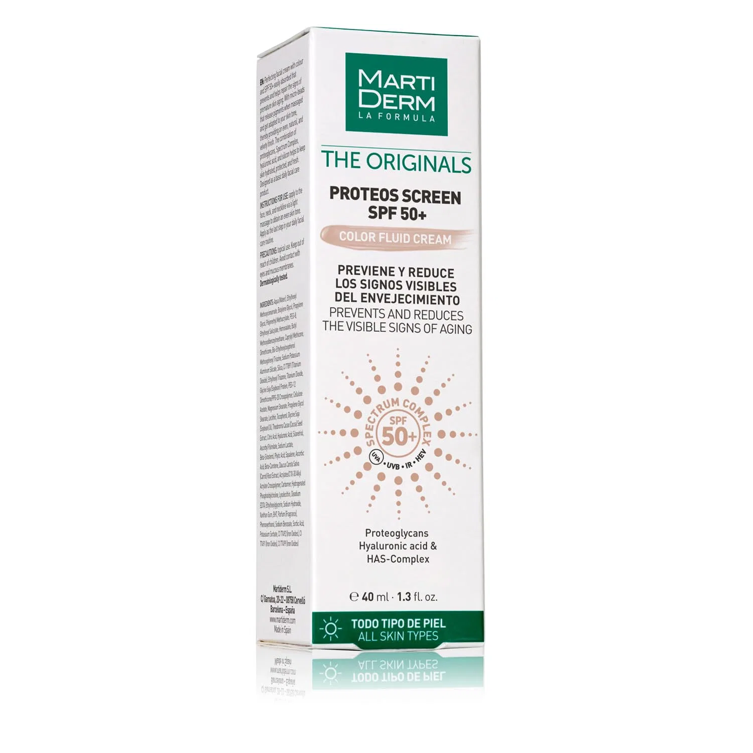 Тонирующий солнцезащитный крем Proteos Screen SPF50+ Color Fluid Cream от MARTIDERM, 40 мл Martiderm, Beige — фото 3