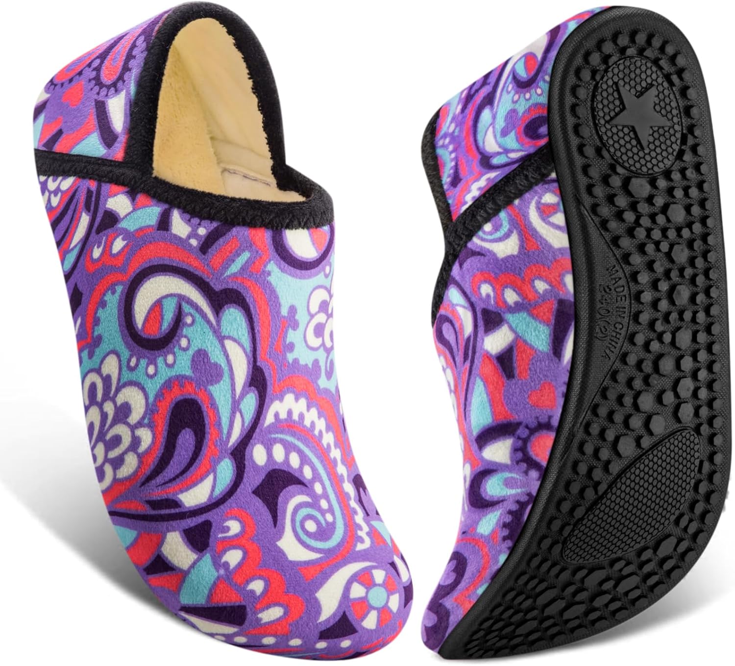 

Домашние тапочки ATHMILE для женщин и мужчин, для носки, в виде носков, пушистые, с удобной подошвой, уютные, для дома, спальни, путешествий и йоги, фиолетовый