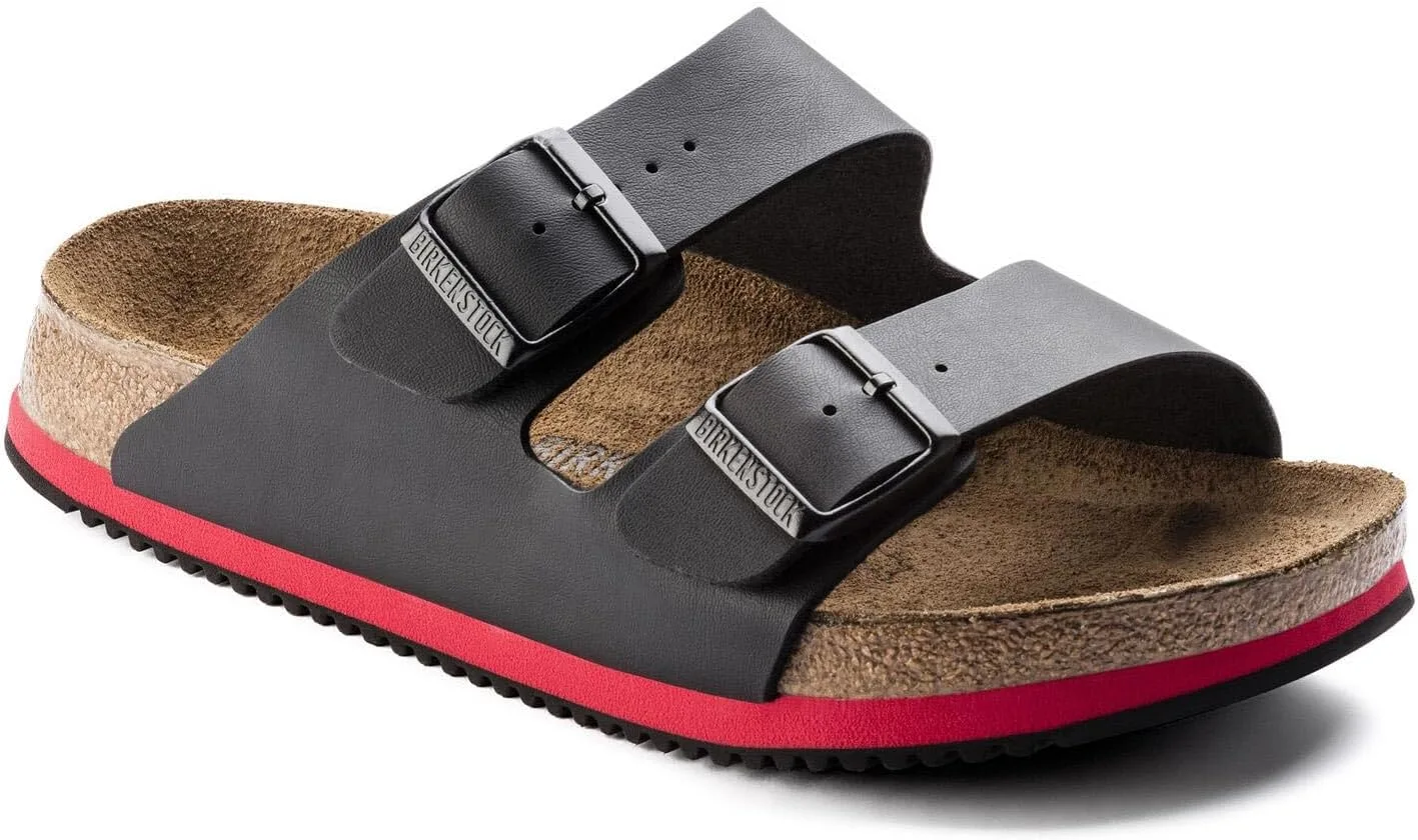 Взрослые сандалии Birkenstock Arizona Classic Birko-Flor без задника, унисекс, черно-красные
