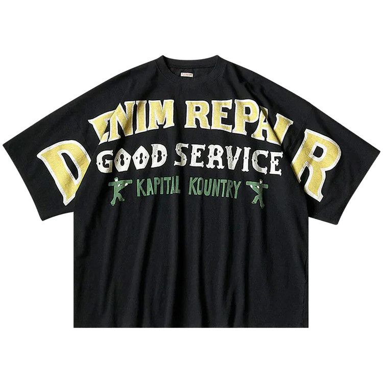 

Футболка Kapital Jersey Huge T-Shirt (Denim Repair), Black