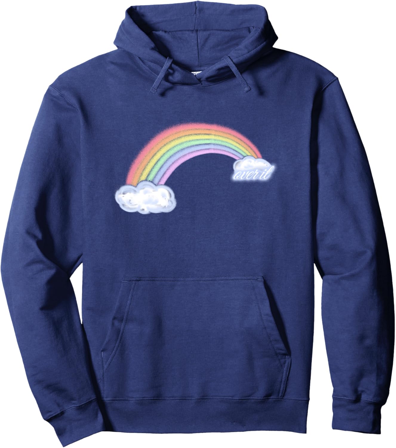 

Толстовка Clouds and Rainbow, Over It, с капюшоном спереди и сзади Trendy Apparel, темно-синий