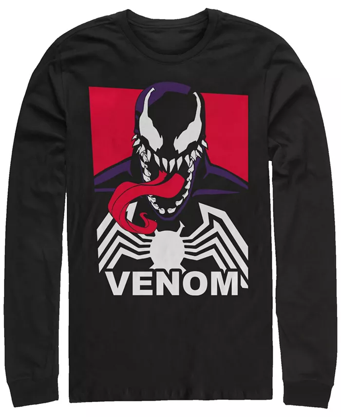 

Футболка с длинным рукавом Marvel Men's Classic Venom Tongue out Poster Fifth Sun, черный