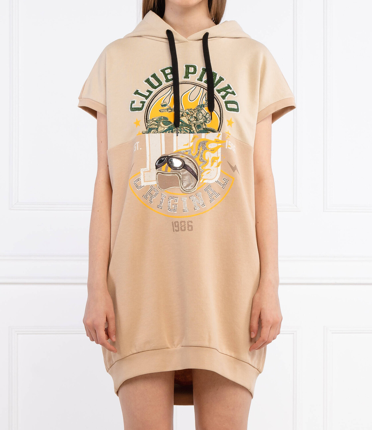 

Толстовка Pinko statistica loose fit, бежевый
