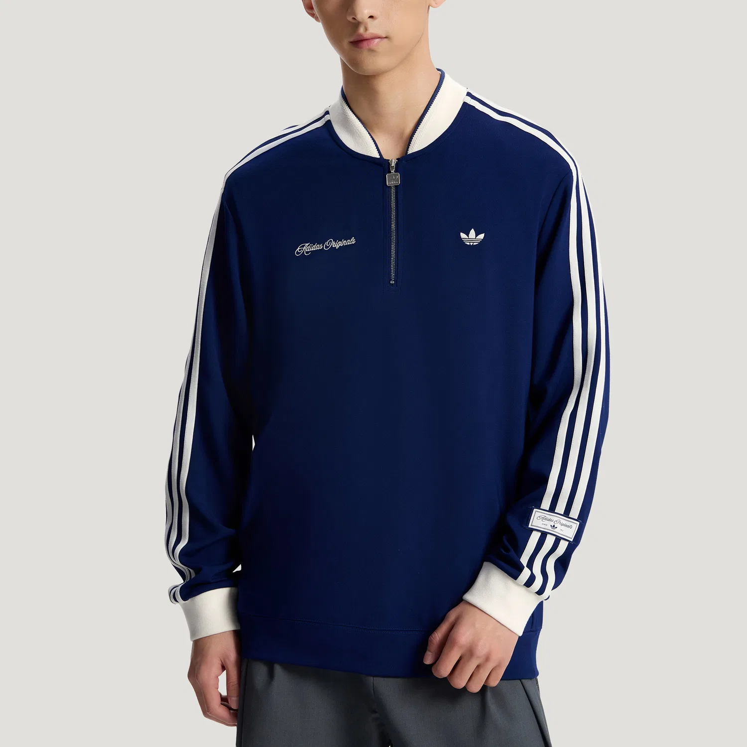 Свитшот unisex refined luxe dlxc u crew jumper Adidas Originals, Dark Blue — фото 4