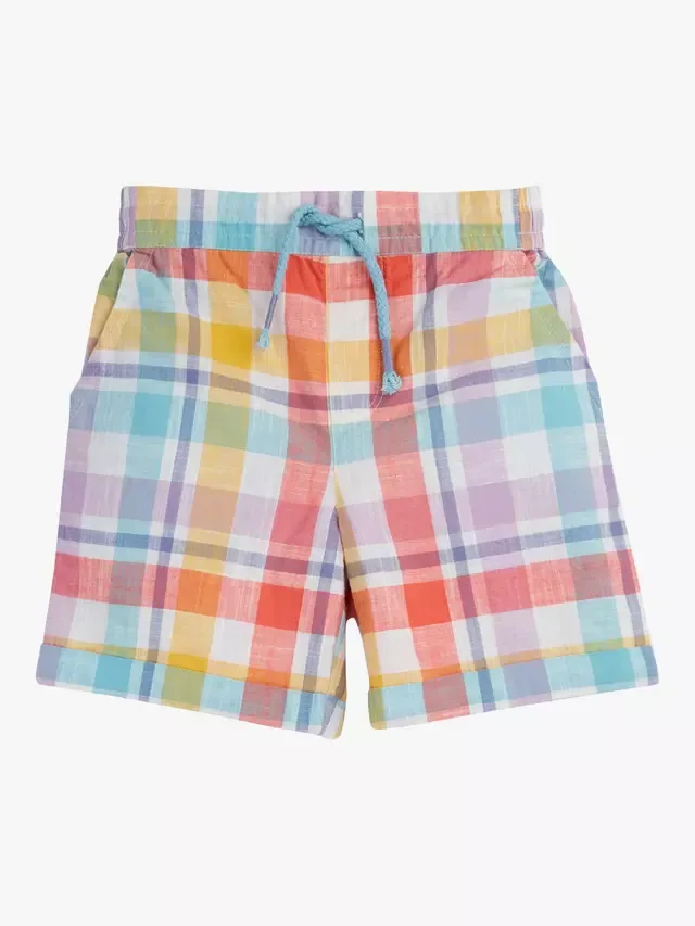 Детские шорты Archie в клетку, синий с разноцветными вставками Frugi