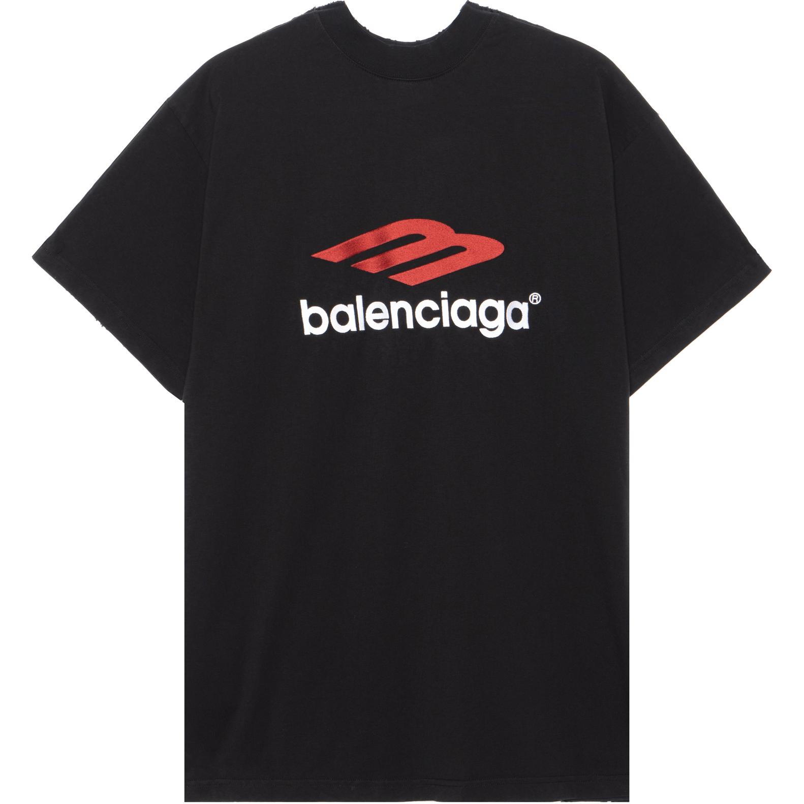 Футболка оверсайз с логотипом в виде скотча Balenciaga, черная — фото 4