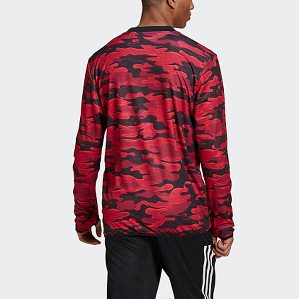 Толстовка adidas Mufc Pre Wrmtop 20-21 Season Camouflage Manchester United Soccer/Football Training Casual Sports Pullover Red, красный — фото 4