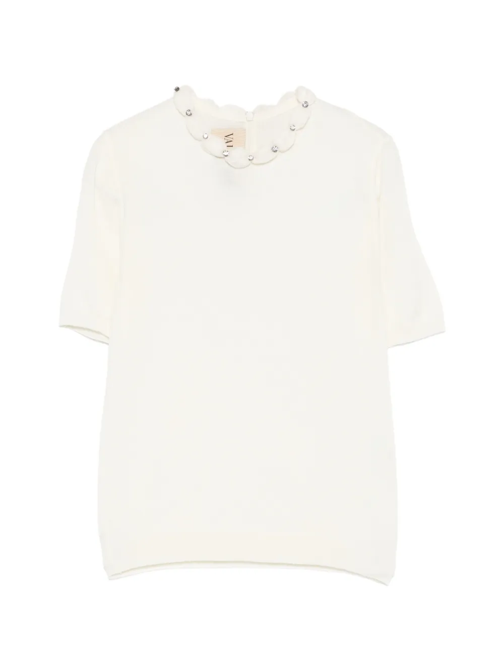 

Украшенная блузка из шерсти мериноса с волнистыми краями Valentino Garavani, белый