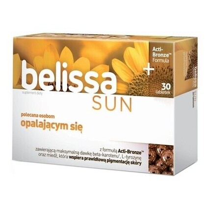 

Belissa Sun 30 таблеток для здоровья волос, кожи и ногтей с бета-каротином и витаминами, Aflofarm