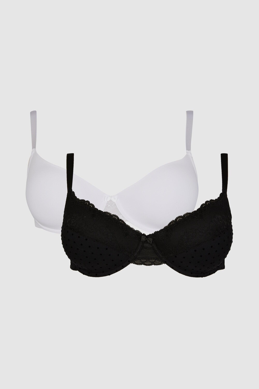 

Комплект из 2 бюстгальтеров-футболок DD+ из флока в пятнах Debenhams, белый