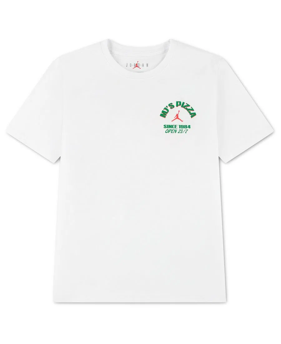 Детская футболка с коротким рукавом MJ's Pizza, размер 8-20 Jordan, белый