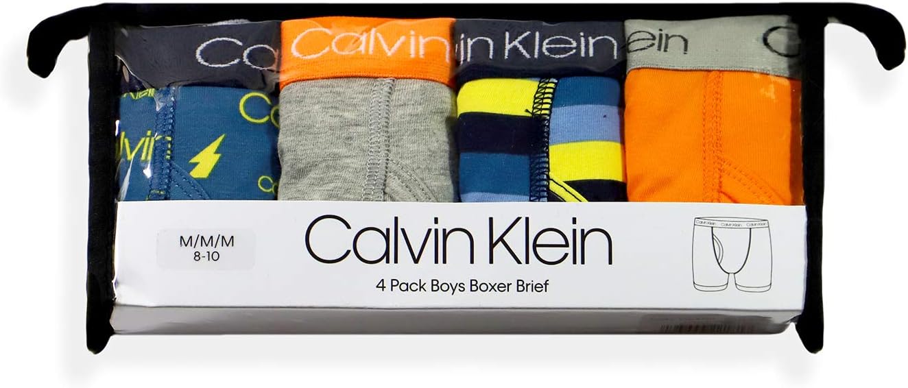 Комплект нижнего белья Calvin Klein для мальчиков, четыре пары боксеров, выгодная упаковка, Blue/Orange Pack — фото 2
