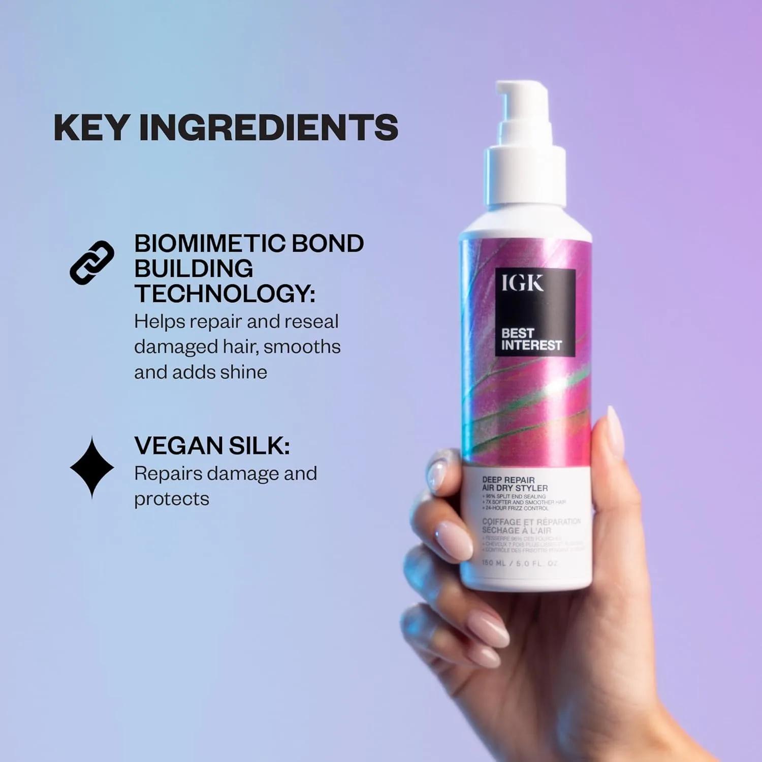 IGK Best Interest + Cash In Split Ends Repair Duo | Несмываемые сыворотки для поврежденных волос, высыхающие на воздухе | Мгновенное средство от ломкости волос | 140 мл + 48 мл — фото 3
