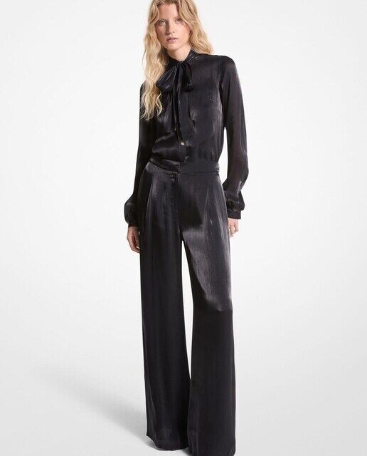 

Атласные женские струящиеся брюки на молнии Michael Michael Kors, черный