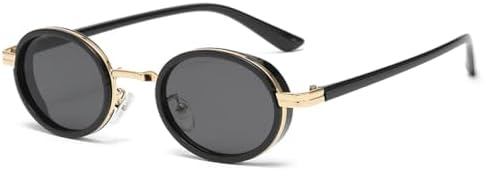 

Овальные панк-солнцезащитные очки для женщин, металлические оправы, солнцезащитные очки для мужчин, классический винтажный стимпанк, солнцезащитные очки UV400 MTZJH, Gold Black