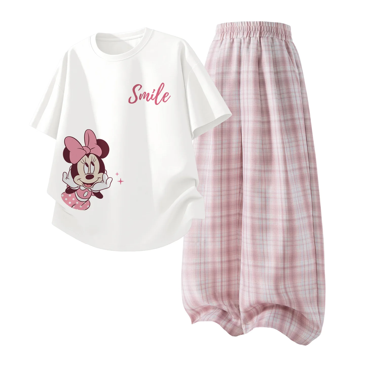 Детский спортивный комплект Casual Sportswear из 2 предметов Disney, Di's Call Smile K White+Solid Color Quartz Pink