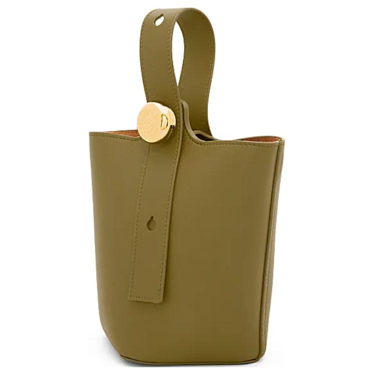 Loewe Сумка-ведро из мягкой коровьей кожи, наплечная сумка, сумка через плечо, мини-сумочка для женщин, цвет хаки-зеленый — фото 2