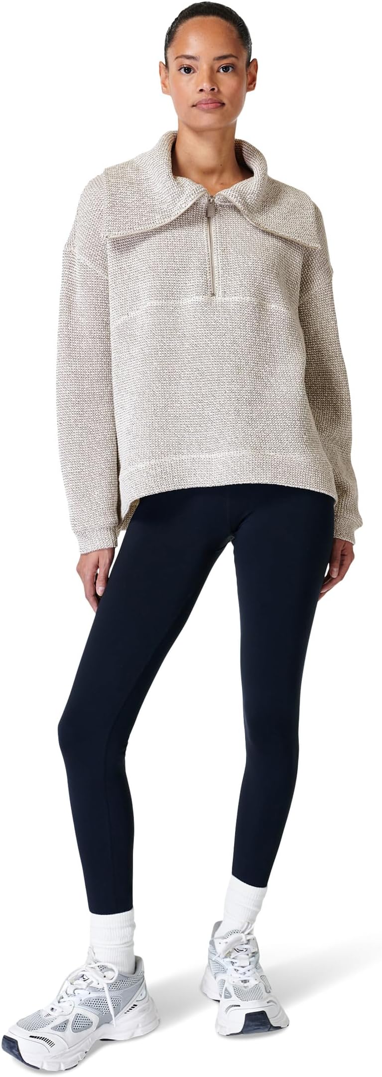 

Свитер Sweaty Betty Restful Boucle 1/2 Zip Sweats, цвет Lily White