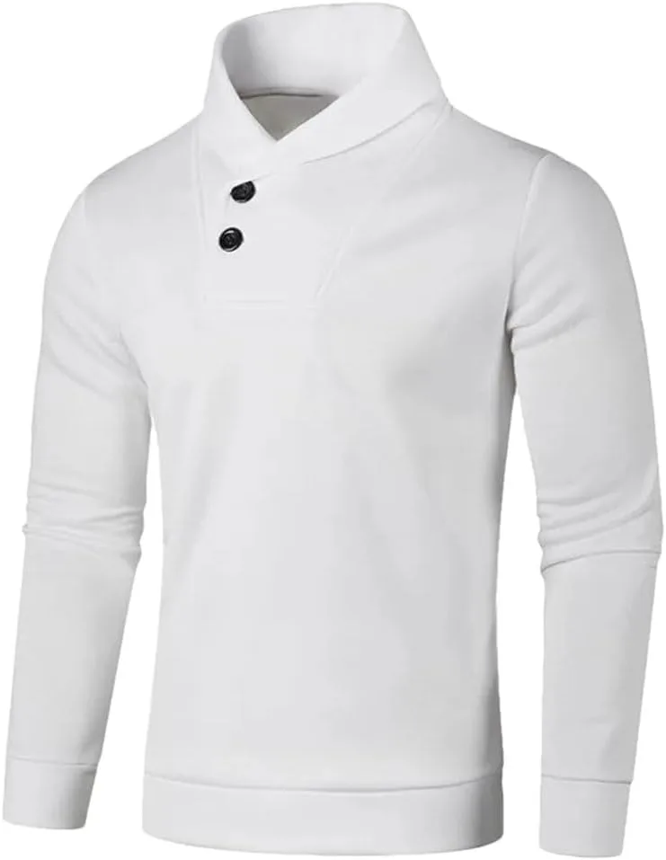 

Мужской однотонный вязаный свитер с высоким воротником и пуговицами