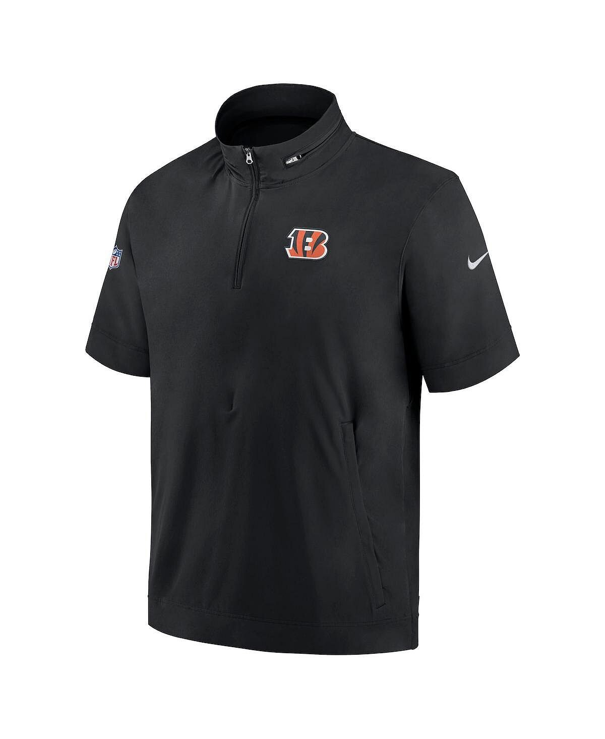 Мужская черная толстовка с короткими рукавами и молнией на четверть Cincinnati Bengals Sideline Coach Nike — фото 4
