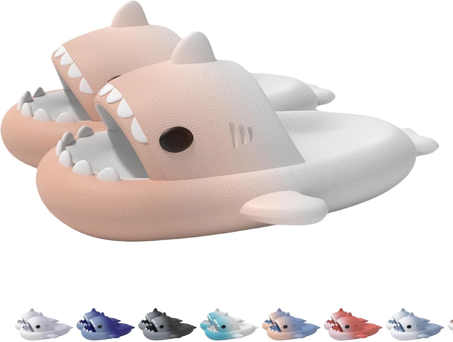 

Шлепанцы с двухцветным градиентом с изображением акулы, нескользящие, с открытым носком и мягкой подошвой Generic, белый/розовый