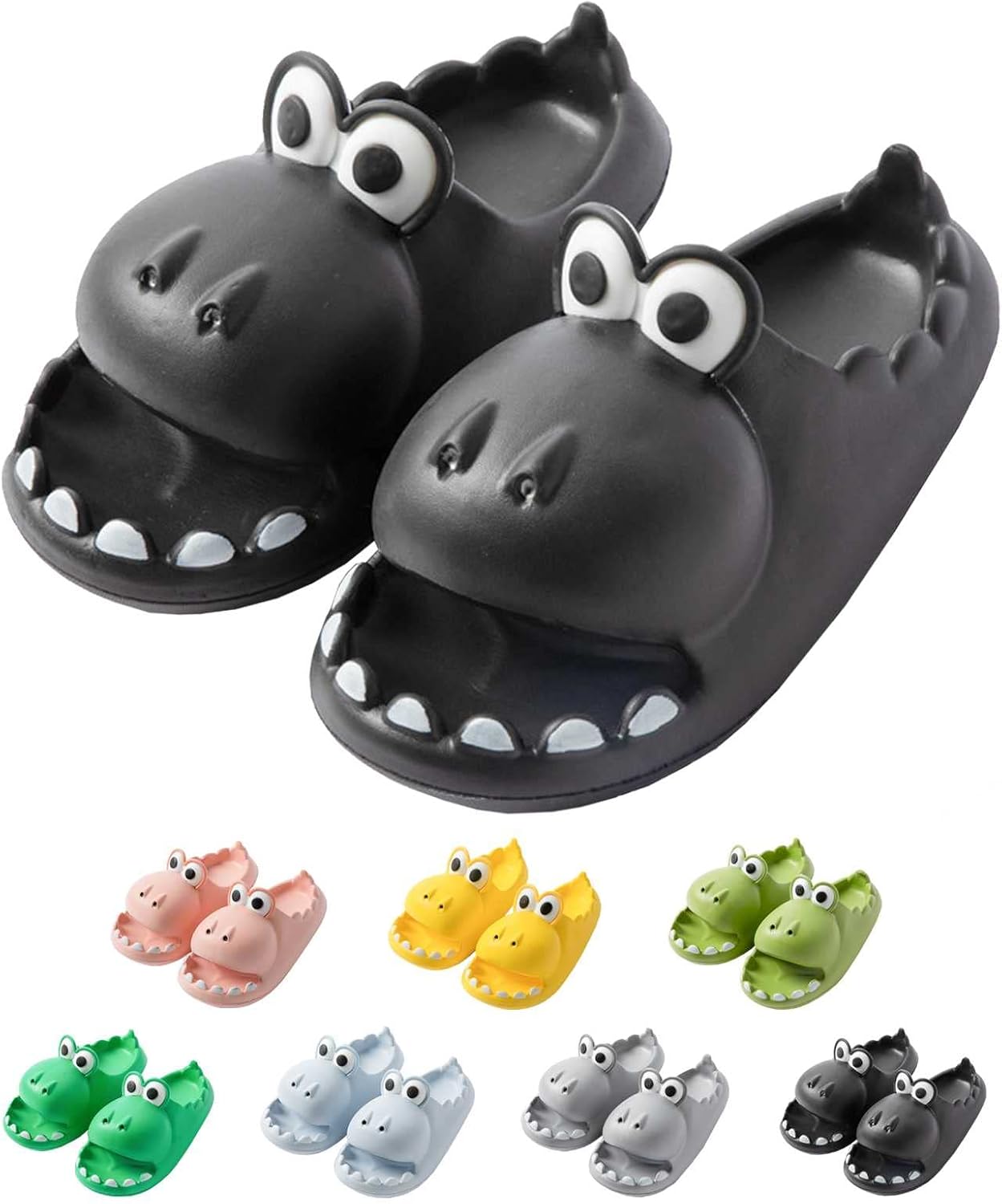 

LXLHZD Милые тапочки-сланцы с динозавром для женщин и мужчин, 4 см, супер мягкие, с толстой подошвой, домашние тапочки, шлепанцы для душа, открытый носок, летние пляжные и домашние тапочки, черный