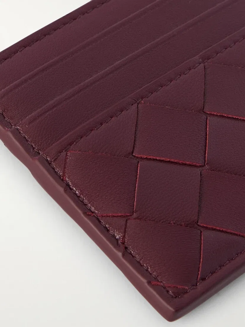 Картхолдер из плетеной кожи Intrecciato BOTTEGA VENETA, золотой — фото 4