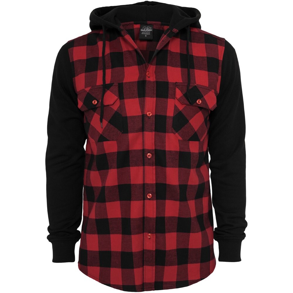 

Рубашка Urban Classics Hooded Ed Flanell Sweat Sleeve, черный