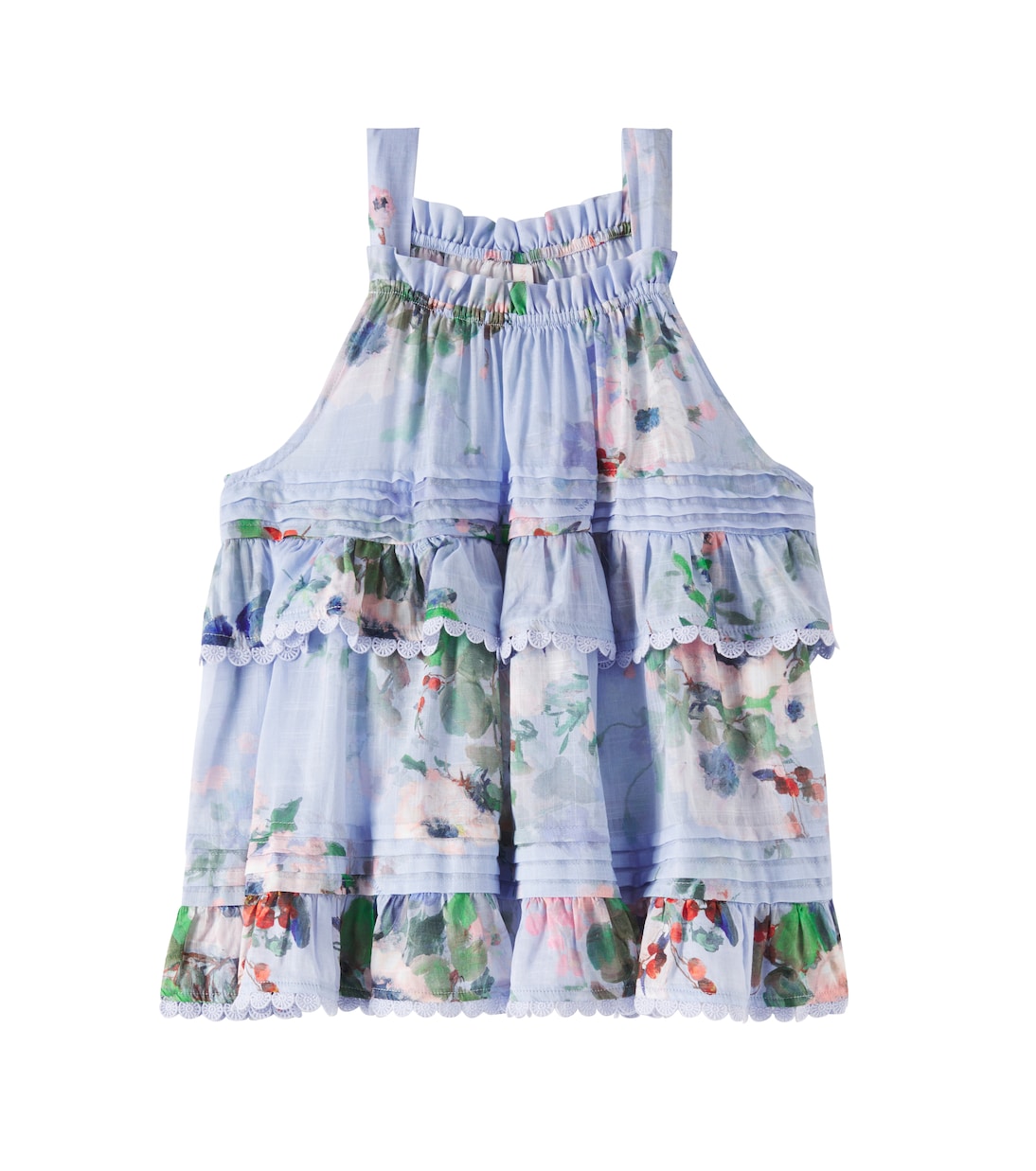 

Топ Everley Swing с цветочным принтом из хлопка Zimmermann Kids, Light Blue Watercolour Floral