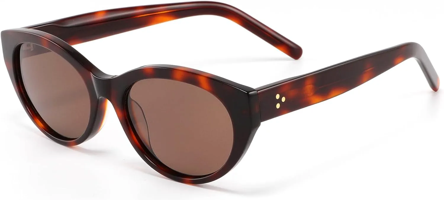 

Поляризованные солнцезащитные очки для женщин "кошачий глаз" из ацетата | Легкое, модное, для маленького лица, защита от УФ-излучения UV400 MAYSUNGLASS, Brown